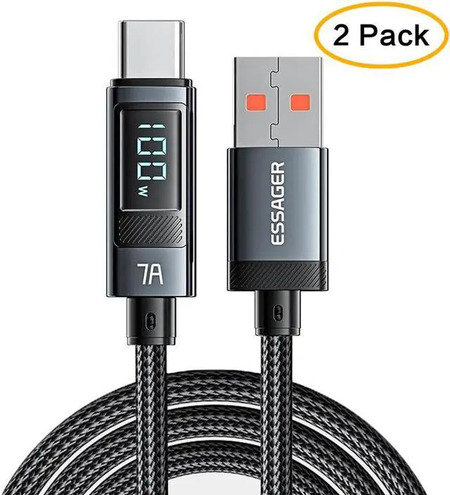 Main image of ESTONE 7A 100W USB A to USB C Cable Fast Charging, Nylon Braided Type-C Charging Cable for lPad Air/lPad Pro, MacBook Pro, Samsung Galaxy S21/S10/S9/Plus (2-Pack, 3.3ft)
