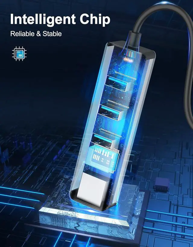 Alt view image 6 of 7 - ESTONE USB C to Ethernet Adapter, 4-in-1 USB-C/Thunderbolt 3 to Gigabit Ethernet LAN Network Adapter for MacBook Pro/Air 2021/2020/2019, iPad Pro 2021, Chromebook, XPS, Surface Book 3/2/Go