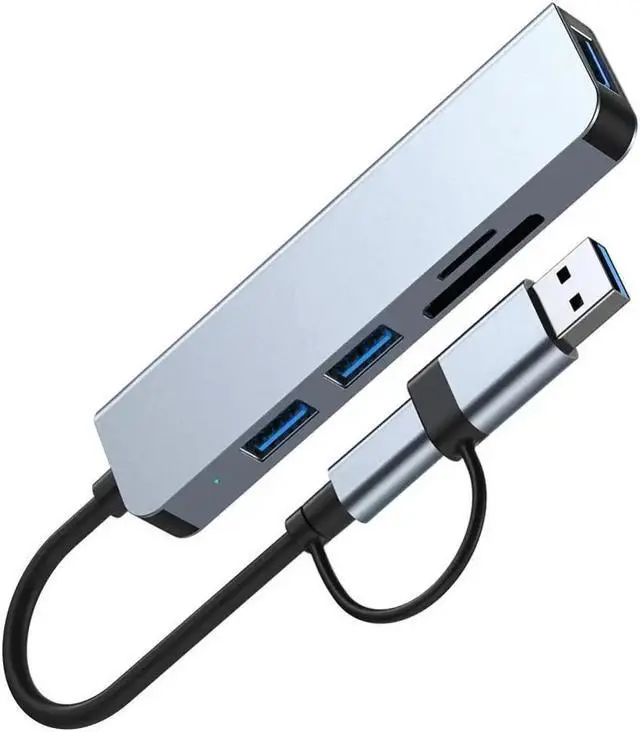 Main image of ESTONE 5-Ports USB C Hub, USB Hub to Multiport USB C Dongle Adapter 5 in 1 with 3 USB-A Ports,TF/SD Card Reader,Compatible with MacBook Pro Air HP XPS and More Type C USB-A Devices