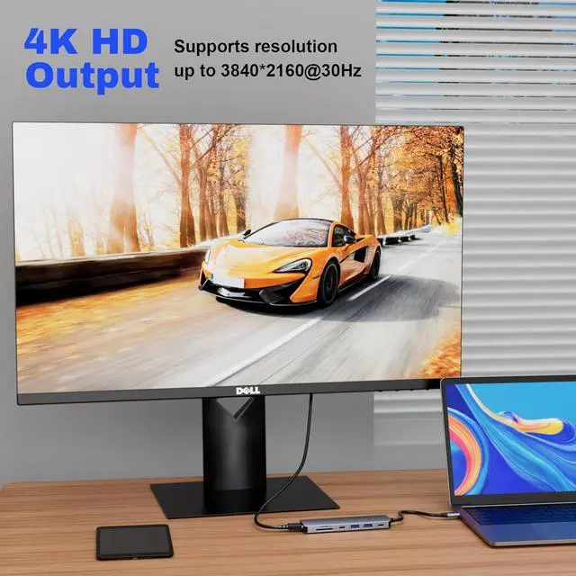 Alt view image 3 of 7 - ESTONE USB C to HDMI Adapter, 7-in-1 USB C Docking Station Dual Monitors for Windows, USB C Adapter with 4K HDMI, 2*USB 3.0, 100W PD, USB-C Data,SD/TF for Laptops, Computers, MacBook Pro/Air