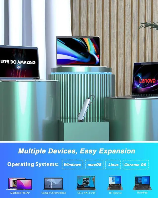 Alt view image 7 of 8 - ESTONE USB C Hub HDMI Adapter for MacBook Pro/Air, 6 in 1 USB C Dongle with 4K HDMI, SD/TF Card Reader, USB 3.0 and 2*USB 2.0 Compatible for MacBook Pro/Air MacBook Pro Air M1 M2