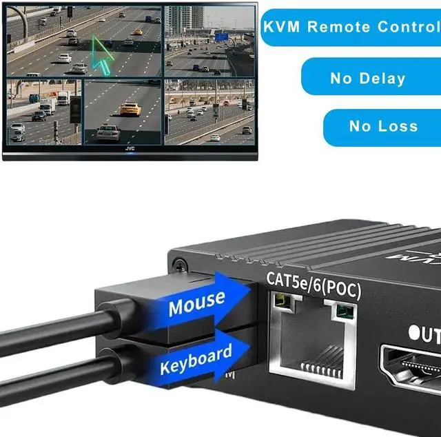 Alt view image 6 of 7 - ESTONE HDMI KVM USB Extender 4K 60Hz, HDMI KVM USB Extender Over Cat5/6 Ethernet Cable Signal Extension to 196FT/60M Support USB Keyboard Mouse Plug & Play (Transmitter and Receiver)