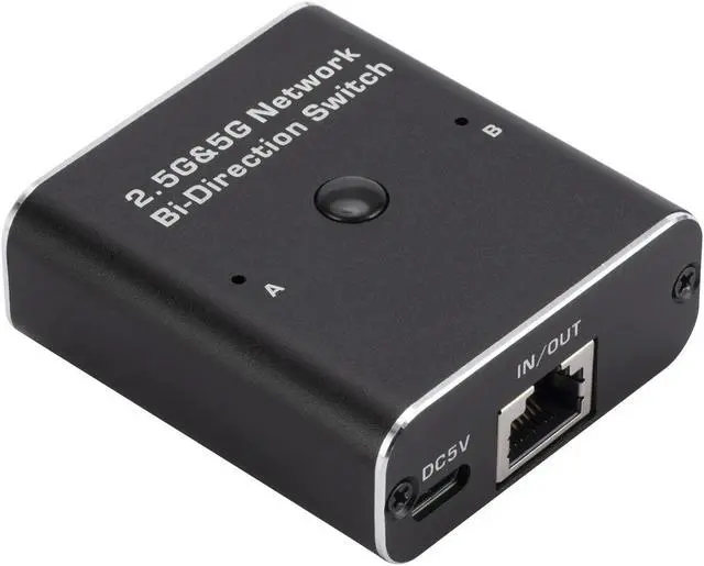 Main image of ESTONE 2.5G/5G Gigabit Network AB Switch, 2-Port RJ45 Ethernet Selector, Manual Pushbutton, 10/100/1000Mbps, Aluminum Alloy, for Cat5/5e/6/7/8 Cable