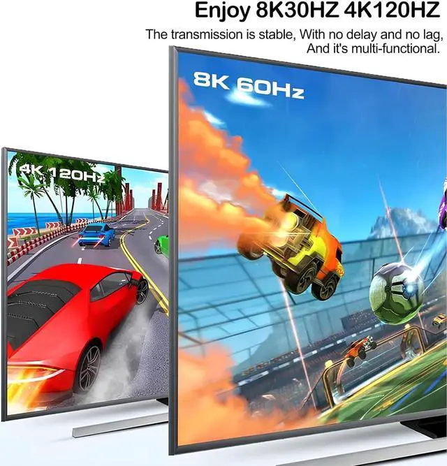 Alt view image 4 of 7 - ESTONE 8K USB KVM Switch, 2 in 1 Out, UHD 4K@120Hz, 3 USB3.0 Hub, RJ45 Port, One Key Button Switch, Compatible with Most Keyboards and Mouse, 2 Computers Share 1 Monitor