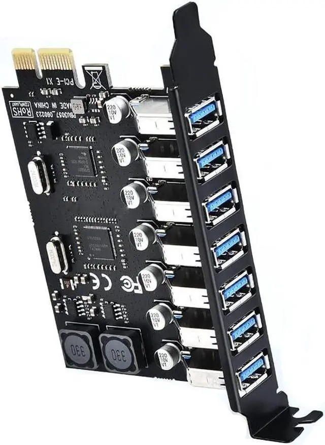 Main image of 7 Port PCI Express Expansion Card, USB 3.0 7 Port Front Expansion Card, Connect 7 Devices Expanded