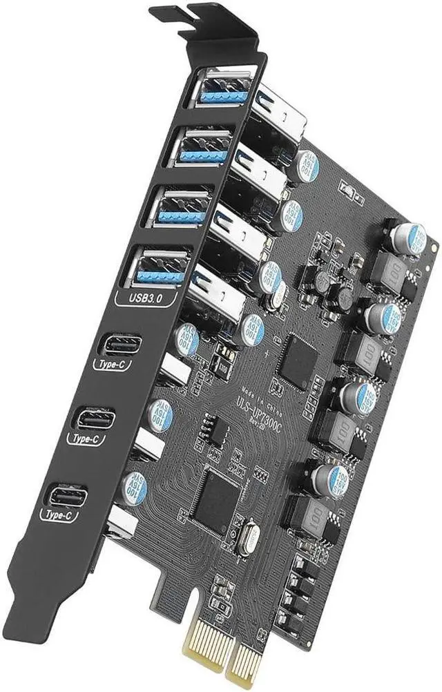 Main image of ESTONE PCIE to USB Expansion Card, 7-Port (4X USB 3.0 A,3X USB C) Superspeed 5Gbps Front Expansion Card, USB PCIE Expansion Card for Win XP Win7 Win 8 Win 10 Win 11 Linux