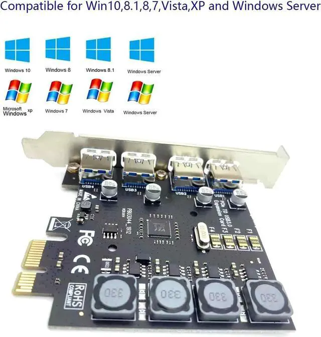 Alt view image 6 of 7 - Jansicotek PCI-E to USB 3.0 4-Port(4X USB-A) Expansion Card,PCI Express USB Add in Card, Internal USB3.0 Hub Converter for Desktop PC Host Card Support Windows 10/8/7/XP and MAC OS 10.8.2 Above