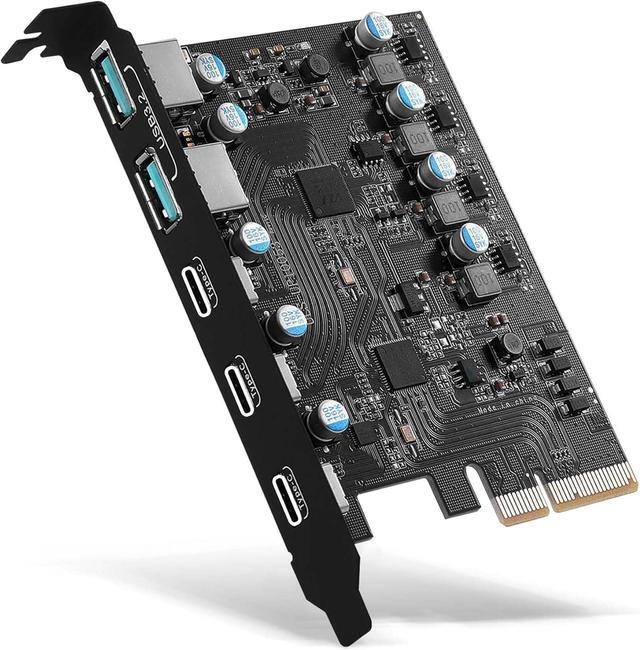 Main image of ESTONE PCI Express Expansion Card, 10Gbps USB 3.2 Gen 2 5-Port Front Expansion Card, Connect5 Devices Expanded - (3X USB C - 2X USB A)