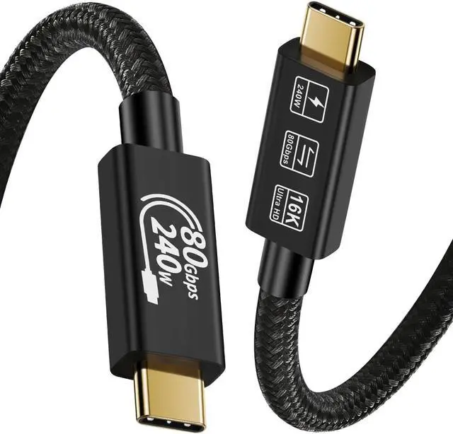Main image of ESTONE 16K Thunderbolt 5 Cable [4.9ft], 80GBps Data Transmission, 240W PD Super Fast Charge, 16K@60Hz HD Extension USB4 Cable for Thunderbolt 5/4/3, Phone, Notebook, MAC, SSD, PD3.1 and QC4.0