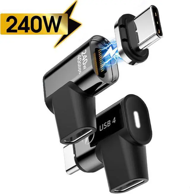 Main image of ESTONE Magnetic USB C Adapter Extender (2 Pack) Straight 240w USB4 40Gbps 8K 60Hz for Thunderbolt 3/4, MacBook Pro/Air USB-C Laptop and More Type C Devices