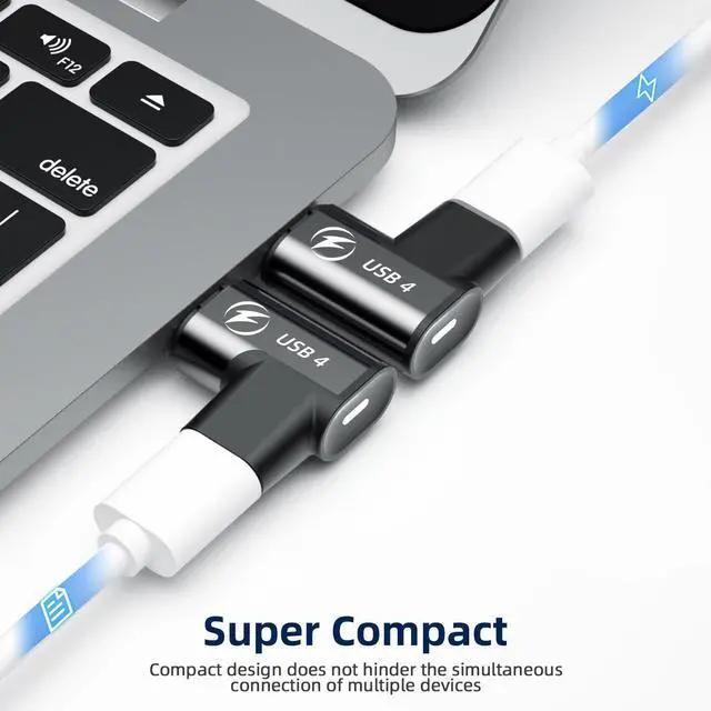 Alt view image 3 of 7 - ESTONE 2 Pack USB C Magnetic Adapter 240w, 24 Pin ElbowMagnetic USB C Adapter with PD Fast Charge USB4 40Gbps 8K 60Hz Video Compatible for Thunderboard 3/4, MacBook Pro/Air/ROG Ally/Steam Deck/PS5