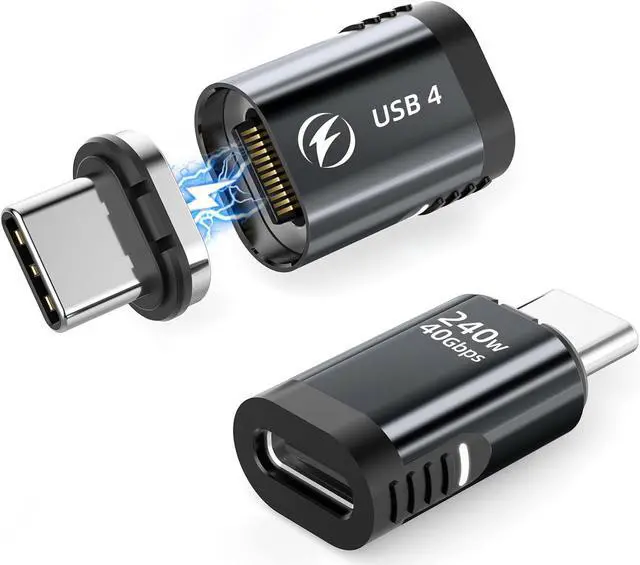 Main image of ESTONE USB C Magnetic Adapter 240W, (2 Pack) Magnetic USB C Adapter 24 Pin Straight with USB4 40Gbps 8K 60Hz Video for Thunderbolt 3/4, MacBook Pro/Air USB-C Laptop and More Type C Devices