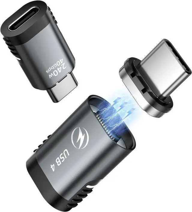 Main image of ESTONE 2Pack 240W Magnetic Flat Angle USB C Male to USB C Female Adapter, Type C Adapter Extender, 40Gbps 8K Video for USB 4 Steam Deck, ROG Ally, Switch, PC, Tablet, iPhone 15