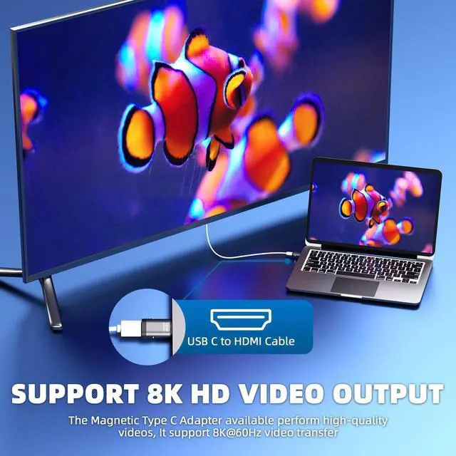 Alt view image 4 of 7 - ESTONE USB C Magnetic Adapter 140W, (2 Pack) Magnetic USB C Adapter 24 Pin Straight with USB4 40Gbps 8K 60Hz Video for Thunderbolt 3/4, MacBook Pro/Air USB-C Laptop and More Type C Devices