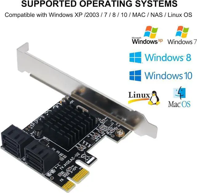 Alt view image 6 of 7 - ESTONE PCIE 1X SATA Card 4 Ports,with Low Profile Bracket, PCIE to SATA 3.0 6 Gbps Controller, PCIE to SATA Expansion Card,SATA Controller PCIE Card