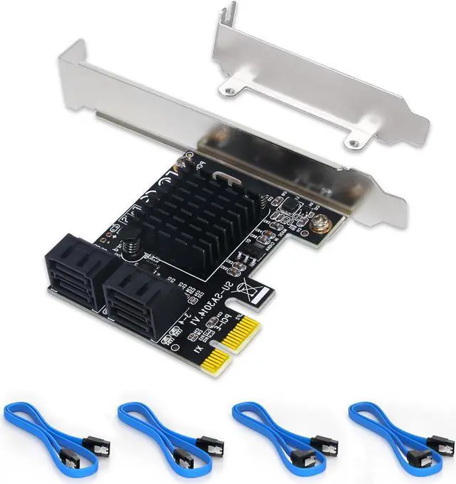 Main image of ESTONE PCIe SATA Card 4 Ports with 4 SATA Cables, SATA 3.0 Controller Expansion Card with Low Profile Bracket, PCI-E X1 3.0 Gen3 (6Gbps) Boot as System Disk, Non Raid, Support 4 SATA 3.0 Devices