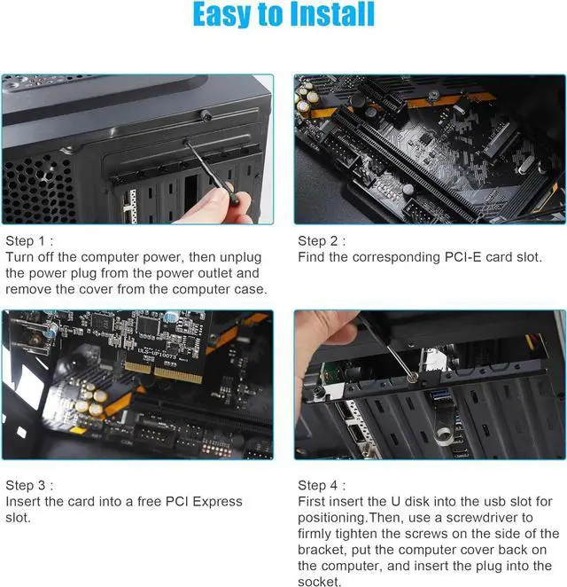 Alt view image 6 of 7 - ESTONE PCIE to USB3.2 Expansion Card, 7-Port (4X USB 3.2 A,3X USB C) Superspeed 10Gbps Front Expansion Card, USB PCIE Expansion Card for Win XP Win7 Win 8 Win 10 Win 11 Linux