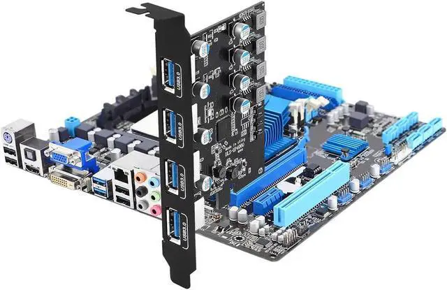 Main image of ESTONE 4 Port PCI Express Expansion Card, USB 3.0 4-Port Front Expansion Card, PCIE USB Hub Controller Adapter for Connect 4 Devices Expanded, Supports Windows 11/10/8/7 / Vista/XP (32/64-bit)