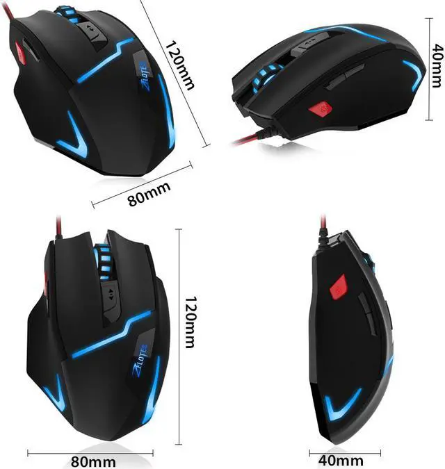 Alt view image 4 of 7 - Zelotes T10 Ergonomic Optical Wired Gaming Mouse with 7 Buttons and 7 Colors Breathing Light for Gamer PC Macbook Laptop (White)