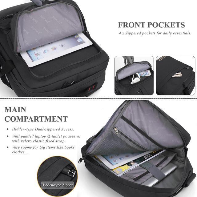 Alt view image 5 of 7 - ESTONE Notebook Backpack for up to for Up to 17.3 Inches Macbook Pro Retina Apple Macbook Mini Asus DELL HP Samsung Sony Laptop Notebook, Black