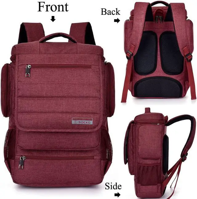Alt view image 2 of 7 - ESTONE SH-672 Fit 15" -17.3" Noteboook Backpack for Up to 17.3 Inches Macbook Pro Retina Apple Macbook Mini Asus DELL HP Samsung Sony Laptop Notebook,Red