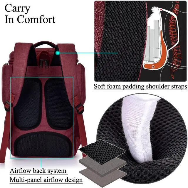 Alt view image 5 of 7 - ESTONE SH-672 Fit 15" -17.3" Noteboook Backpack for Up to 17.3 Inches Macbook Pro Retina Apple Macbook Mini Asus DELL HP Samsung Sony Laptop Notebook,Red