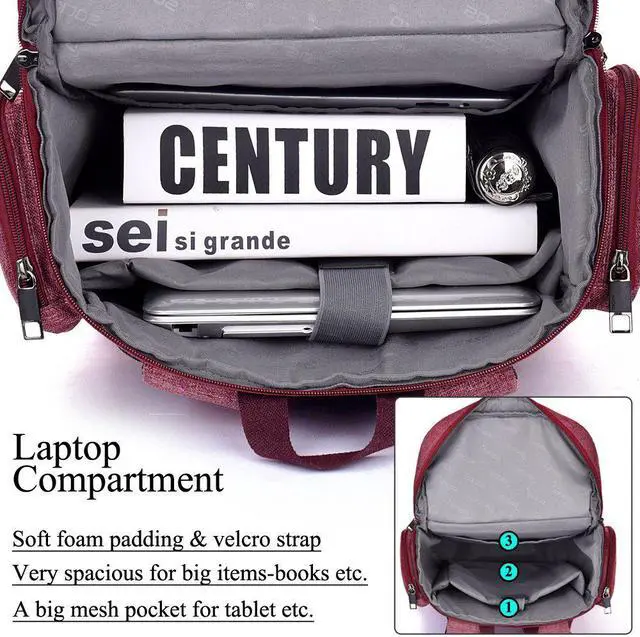 Alt view image 6 of 7 - ESTONE SH-672 Fit 15" -17.3" Noteboook Backpack for Up to 17.3 Inches Macbook Pro Retina Apple Macbook Mini Asus DELL HP Samsung Sony Laptop Notebook,Red