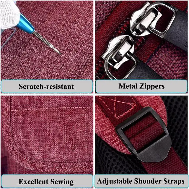 Alt view image 7 of 7 - ESTONE SH-672 Fit 15" -17.3" Noteboook Backpack for Up to 17.3 Inches Macbook Pro Retina Apple Macbook Mini Asus DELL HP Samsung Sony Laptop Notebook,Red