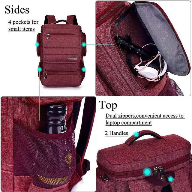 Alt view image 3 of 7 - ESTONE SH-672 Fit 15" -17.3" Noteboook Backpack for Up to 17.3 Inches Macbook Pro Retina Apple Macbook Mini Asus DELL HP Samsung Sony Laptop Notebook,Red