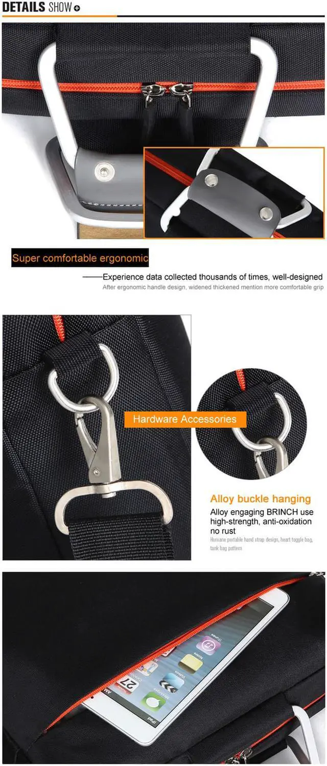 Alt view image 6 of 7 - BRINCH 14.4 Inch Macbook Cases Nylon Material Aluminum Alloy Handle Laptop Computer Bags Unisex Shoulder Laptop Bag for 14 - 14.4 Inch Laptop / Notebook / MacBook / Ultrabook / Chromebook, Gray