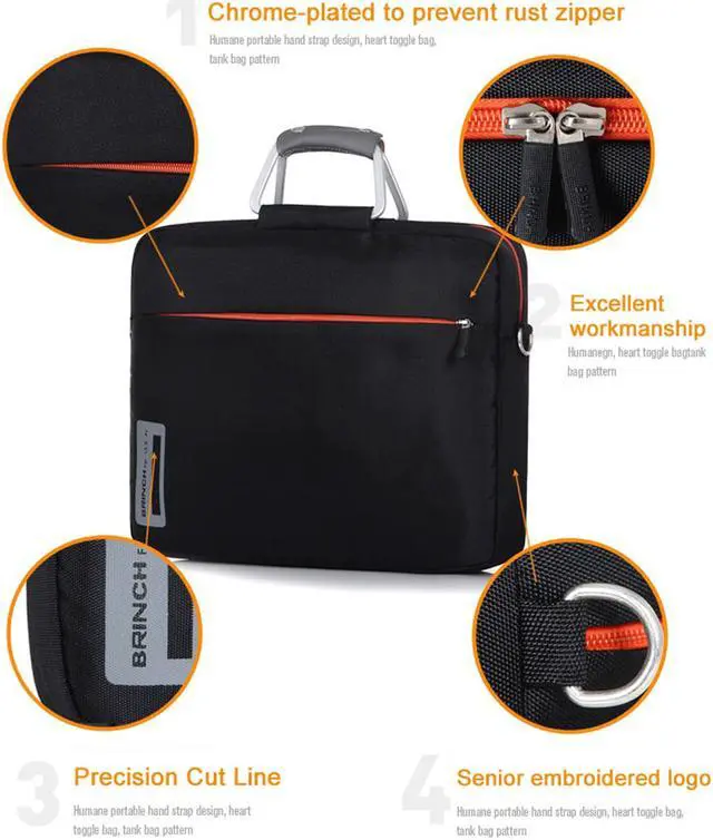 Alt view image 4 of 7 - BRINCH 14.4 Inch Macbook Cases Nylon Material Aluminum Alloy Handle Laptop Computer Bags Unisex Shoulder Laptop Bag for 14 - 14.4 Inch Laptop / Notebook / MacBook / Ultrabook / Chromebook, Gray