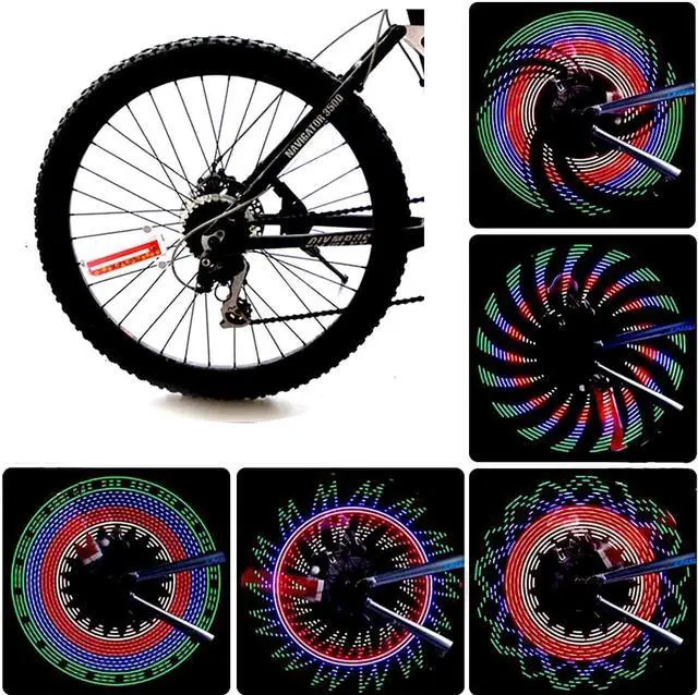Alt view image 6 of 7 - ESTONE Bike Rim Lights,  Ultra Bright LED Bicycle Waterproof Wheel Light 32LED/32Patterns Bicycle Rim Light, String Colorful Bicycle Tire Accessories