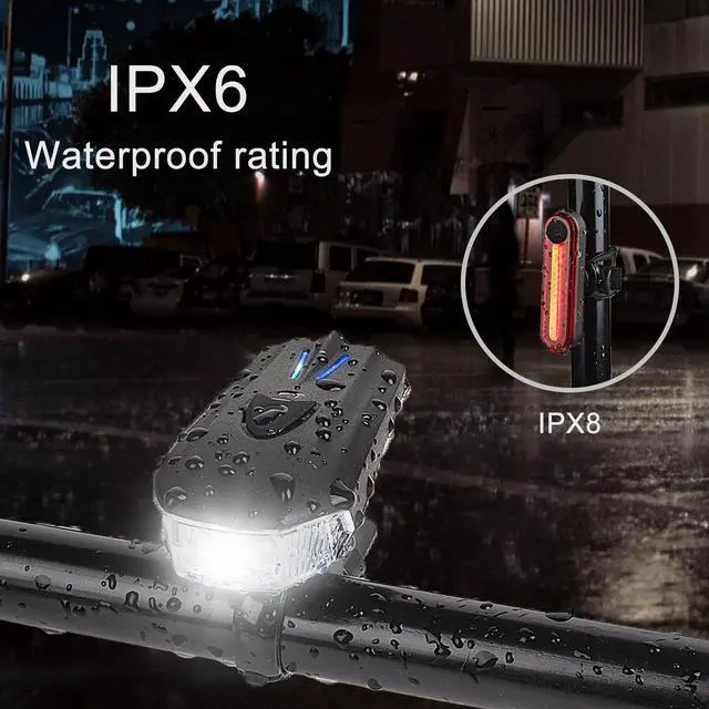 Alt view image 7 of 7 - ESTONE USB Rechargeable Bike Light Set with Warning Taillights, Super Bright 180 Degree Bicycle Headlight Waterproof,1200mAh Lithium Ion Battery,5 Lighting Modes, Easy To Install