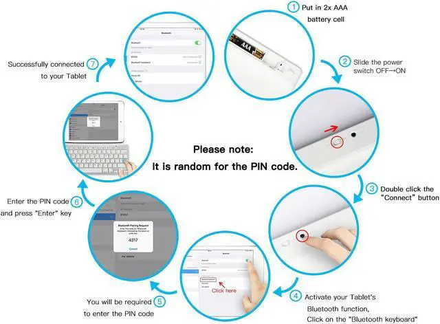 Alt view image 7 of 8 - ESTONE Ultra-Slim Bluetooth Keyboard for Apple iPad Air 3/2/1, iPad Pro, iPad Mini 4/3/2/1, iPad 4/ 3/ 2, iPhone 6/6S, iPhone 6 plus and other Bluetooth Enabled Devices