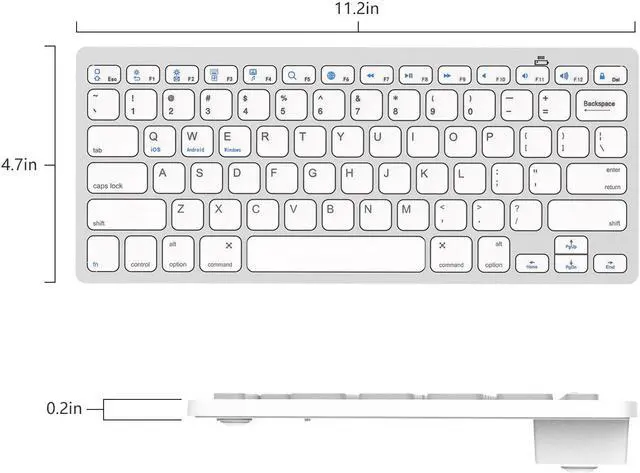Alt view image 3 of 7 - ESTONE Bluetooth 3.0 Ultra Slim Wireless Rechargable Keyboard With Stainless Stand Cover For iOS/Android and Windows PC/Laptop/Notebook/MacBook/Samsung Galaxy Tablet/iPhone/iPad/Microsoft Surface