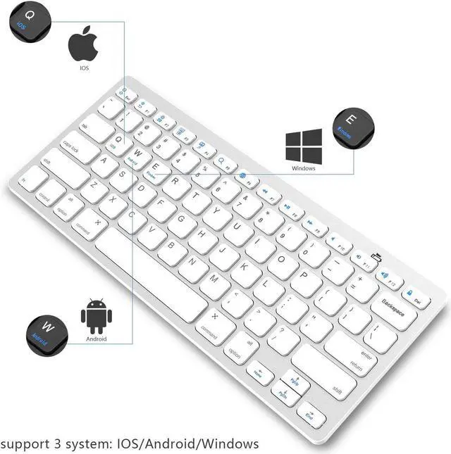 Alt view image 7 of 7 - ESTONE Bluetooth 3.0 Ultra Slim Wireless Rechargable Keyboard With Stainless Stand Cover For iOS/Android and Windows PC/Laptop/Notebook/MacBook/Samsung Galaxy Tablet/iPhone/iPad/Microsoft Surface