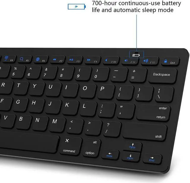 Alt view image 4 of 7 - ESTONE Bluetooth 3.0 Ultra Slim Wireless Rechargable Keyboard With Stainless Stand Cover For iOS/Android and Windows PC/Laptop/Notebook/MacBook/Samsung Galaxy Tablet/iPhone/iPad/Microsoft Surface