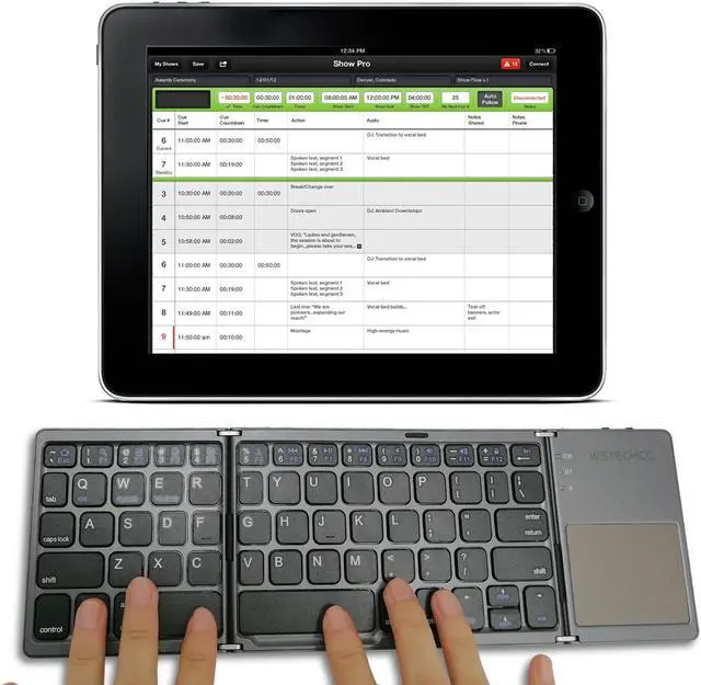 Main image of ESTONE Folding Bluetooth Keyboard for Tablet Samsung Smartphone Portable BT Wireless Foldable Mini Keyboard with Touchpad for Android TV Box,PC,Kindle Tablet,Travel