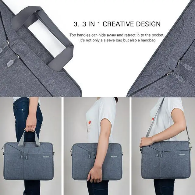 Alt view image 4 of 7 - WIWU 13.3 Inch Laptop Messenger Shoulder Bags with Multi-pocket for 13 Inch MacBook / MacBook Pro Retina, Surface Pro 4/ 3 / Dell / Notebook Cover Bag,Waterproof Business Computer Bag(13.3inch, Black)