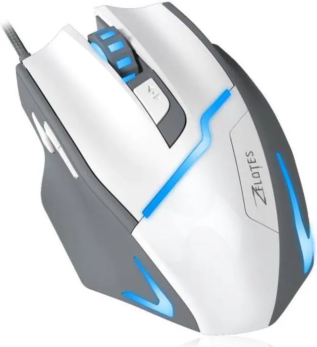 Alt view image 2 of 7 - Zelotes 7200 DPI High Precision FPS Gaming Mouse,Ergonomic USB Wired Mice Optical Computer Mouse for Gamer PC Mac Laptop Desktop-White