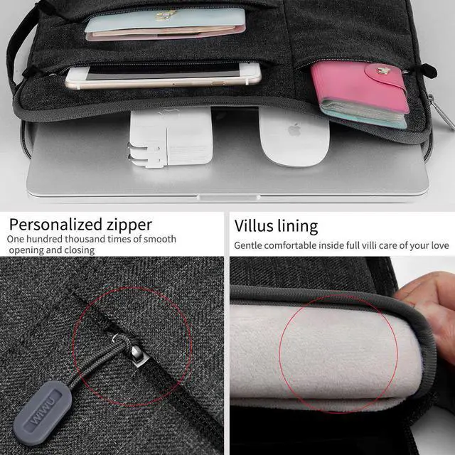 Alt view image 5 of 7 - WIWU 11 - 12 Inch Laptop Sleeve Case Protective Bag for 12" MacBook Pro/ Pro Retina, Ultrabook Notebook Carrying Case Handbag for Lenovo Dell Toshiba HP Chromebook ASUS (11-12.1 Inch, Black)
