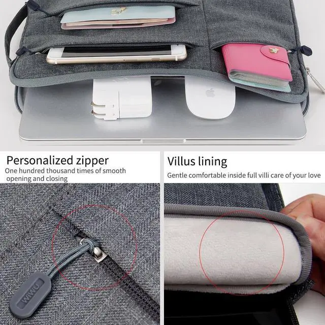 Alt view image 4 of 7 - WIWU 11 - 12 Inch Laptop Sleeve Case Protective Bag for 12" MacBook Pro/ Pro Retina, Ultrabook Notebook Carrying Case Handbag for Lenovo Dell Toshiba HP Chromebook ASUS (11-12.1 Inch, Gray)