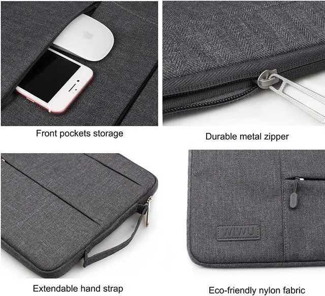 Alt view image 6 of 7 - WIWU 11 - 12 Inch Laptop Sleeve Case Protective Bag for 12" MacBook Pro/ Pro Retina, Ultrabook Notebook Carrying Case Handbag for Lenovo Dell Toshiba HP Chromebook ASUS (11-12.1 Inch, Gray)