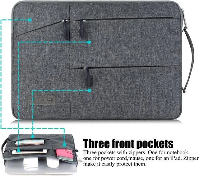 Alt view image 5 of 7 - WIWU 11 - 12 Inch Laptop Sleeve Case Protective Bag for 12" MacBook Pro/ Pro Retina, Ultrabook Notebook Carrying Case Handbag for Lenovo Dell Toshiba HP Chromebook ASUS (11-12.1 Inch, Gray)
