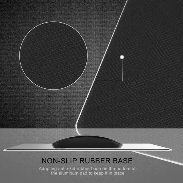 Alt view image 5 of 6 - ESTONE Aluminum Gaming Mouse Pad with Anti-Skid Rubber Base-8.66"x7.08"x0.08" - Silver
