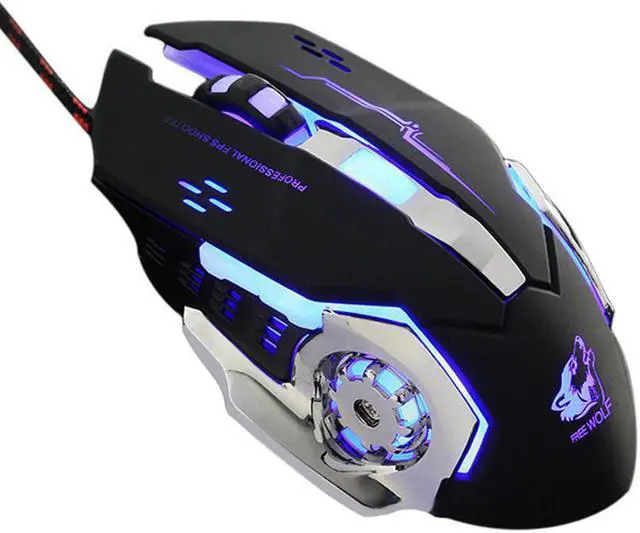 Main image of ESTONE Freewolf V5 Gaming Mouse Wired with 6 Programable Buttons 4 Color Cycle Breathing, High Precision Metal Base, for games and office