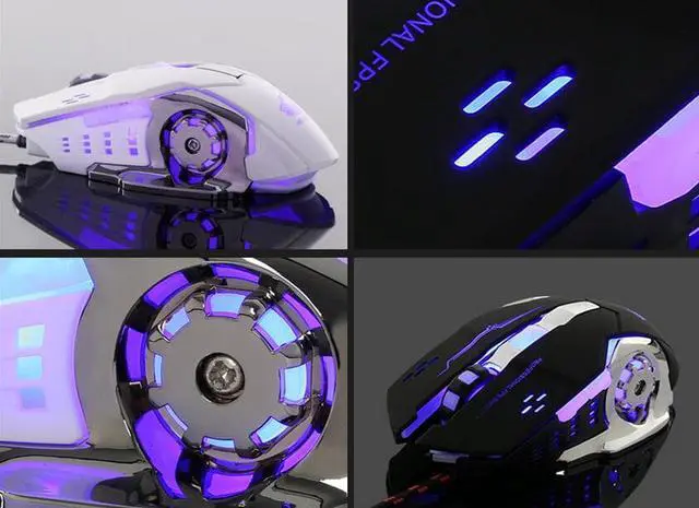 Alt view image 7 of 7 - ESTONE Wired Gaming Mouse , Breathing Backlit, 6  Buttons, 4000 DPI, Ergonomic Grips, 6 Buttons-White