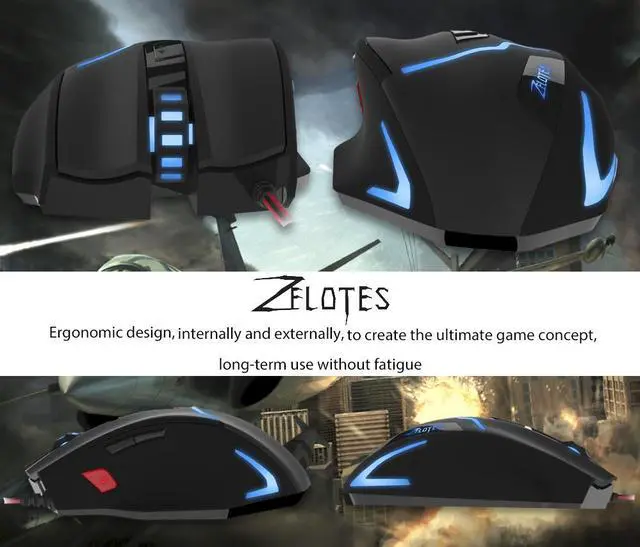 Alt view image 6 of 7 - Zelotes T10 Ergonomic Optical Wired Gaming Mouse with 7 Buttons and 7 Colors Breathing Light for Gamer PC Macbook Laptop (White)