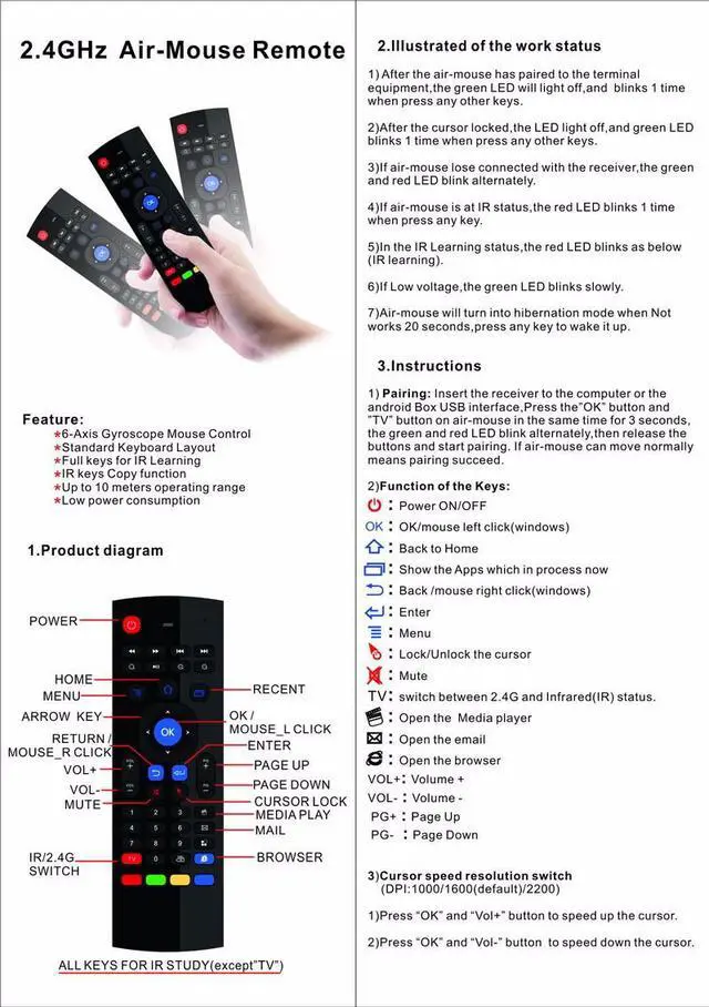 Alt view image 6 of 7 - ESTONE MX3 Mini Wireless Keyboard Smart Remote Control 2.4G For Android TV Box
