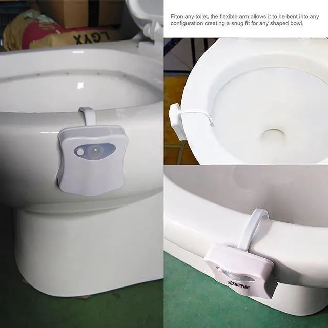 Alt view image 7 of 7 - Toilet Night Light, Motion Activated Toilet Night Light, Two Modes with 8 Color Changing - Sensor LED Washroom Night Light - Fits Any Toilet, 2 Pack